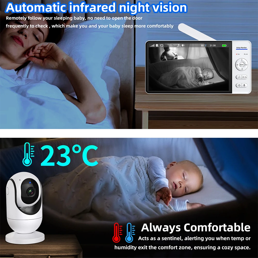 Monitor de bebé sin WiFi de 7  - Wireless Baby Monitor reseña y precio